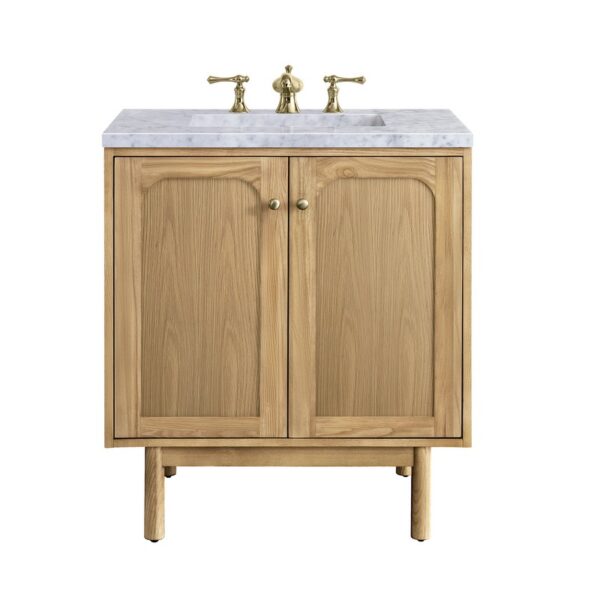 James Martin 545-V30-LNO-3CAR Laurent 30 Inch Light Natural Oak Single Sink Vanity with 3 cm Carrara Marble Top