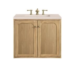 James Martin 545-V30-LNO-3EMR Laurent 30 Inch Light Natural Oak Single Sink Vanity with 3 cm Eternal Marfil Top