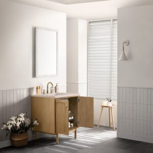 James Martin 545-V30-LNO-3EMR Laurent 30 Inch Light Natural Oak Single Sink Vanity with 3 cm Eternal Marfil Top