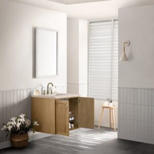 James Martin 545-V30-LNO-3EMR Laurent 30 Inch Light Natural Oak Single Sink Vanity with 3 cm Eternal Marfil Top