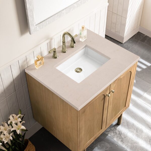 James Martin 545-V30-LNO-3EMR Laurent 30 Inch Light Natural Oak Single Sink Vanity with 3 cm Eternal Marfil Top