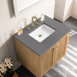 James Martin 545-V30-LNO-3GEX Laurent 30 Inch Light Natural Oak Single Sink Vanity with 3 cm Grey Expo Top