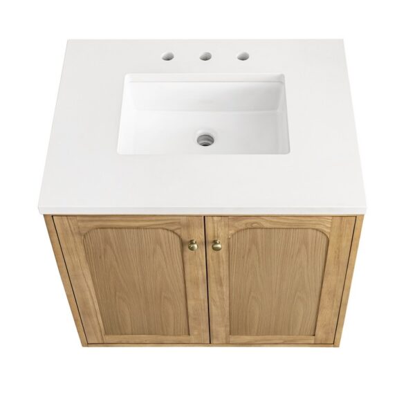 James Martin 545-V30-LNO-3WZ Laurent 30 Inch Single Vanity in Light Natural Oak with 3cm White Zeus Top