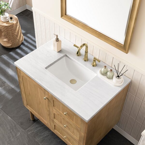 James Martin 545-V36-LNO-3AF Laurent 36 Inch Light Natural Oak Single Sink Vanity with 3 cm Arctic Fall Top