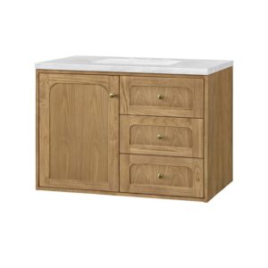 James Martin 545-V36-LNO-3AF Laurent 36 Inch Light Natural Oak Single Sink Vanity with 3 cm Arctic Fall Top