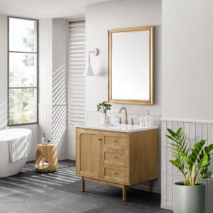 James Martin 545-V36-LNO-3AF Laurent 36 Inch Light Natural Oak Single Sink Vanity with 3 cm Arctic Fall Top