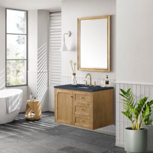 James Martin 545-V36-LNO-3CSP Laurent 36 Inch Light Natural Oak Single Sink Vanity with 3 cm Charcoal Soapstone Top