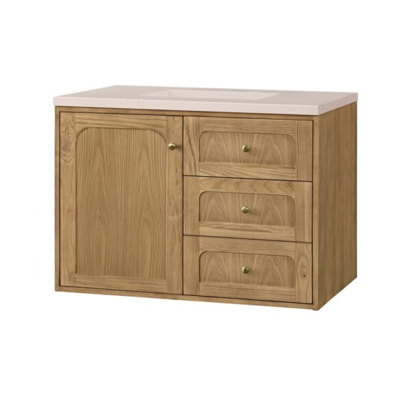 James Martin 545-V36-LNO-3EMR Laurent 36 Inch Light Natural Oak Single Sink Vanity with 3 cm Eternal Marfil Top