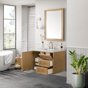 James Martin 545-V36-LNO-3ENC Laurent 36 Inch Light Natural Oak Single Sink Vanity with 3 cm Ethereal Noctis Top