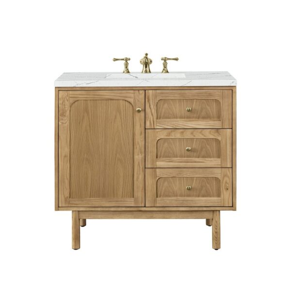 James Martin 545-V36-LNO-3ENC Laurent 36 Inch Light Natural Oak Single Sink Vanity with 3 cm Ethereal Noctis Top