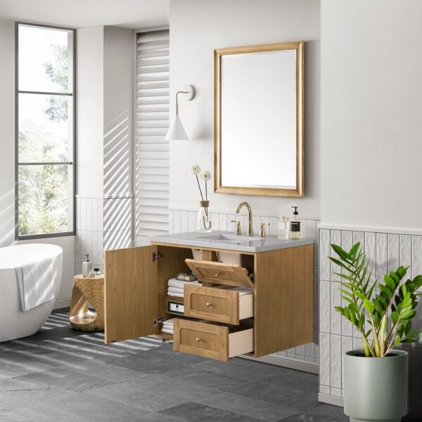 James Martin 545-V36-LNO-3ESR Laurent 36 Inch Light Natural Oak Single Sink Vanity with 3 cm Eternal Serena Top