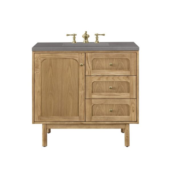 James Martin 545-V36-LNO-3GEX Laurent 36 Inch Light Natural Oak Single Sink Vanity with 3 cm Grey Expo Top