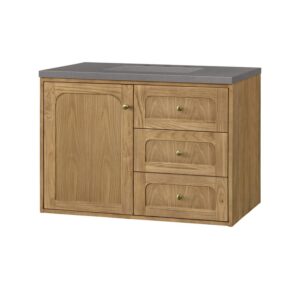 James Martin 545-V36-LNO-3GEX Laurent 36 Inch Light Natural Oak Single Sink Vanity with 3 cm Grey Expo Top