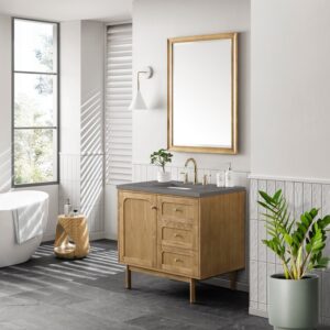 James Martin 545-V36-LNO-3GEX Laurent 36 Inch Light Natural Oak Single Sink Vanity with 3 cm Grey Expo Top