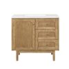 James Martin 545-V36-LNO-3WZ Laurent 36 Inch Single Vanity in Light Natural Oak with 3cm White Zeus Top