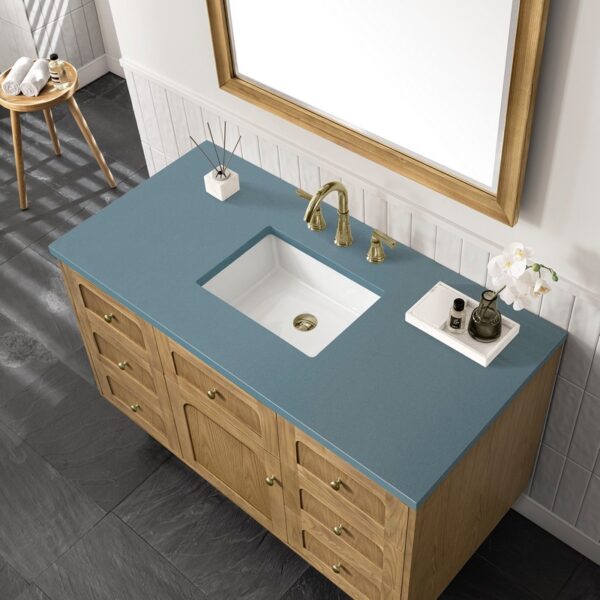 James Martin 545-V48-LNO-3CBL Laurent 48 Inch Light Natural Oak Single Sink Vanity with 3 cm Cala Blue Top