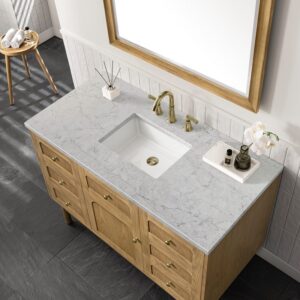 James Martin 545-V48-LNO-3EJP Laurent 48 Inch Light Natural Oak Single Sink Vanity with 3 cm Eternal Jasmine Pearl Top