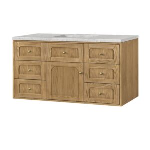 James Martin 545-V48-LNO-3EJP Laurent 48 Inch Light Natural Oak Single Sink Vanity with 3 cm Eternal Jasmine Pearl Top