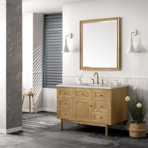 James Martin 545-V48-LNO-3EJP Laurent 48 Inch Light Natural Oak Single Sink Vanity with 3 cm Eternal Jasmine Pearl Top