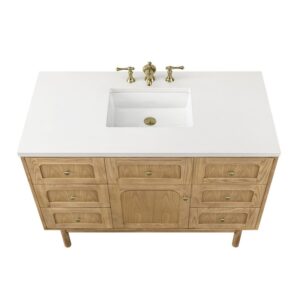 James Martin 545-V48-LNO-3WZ Laurent 48 Inch Single Vanity in Light Natural Oak with 3cm White Zeus Top