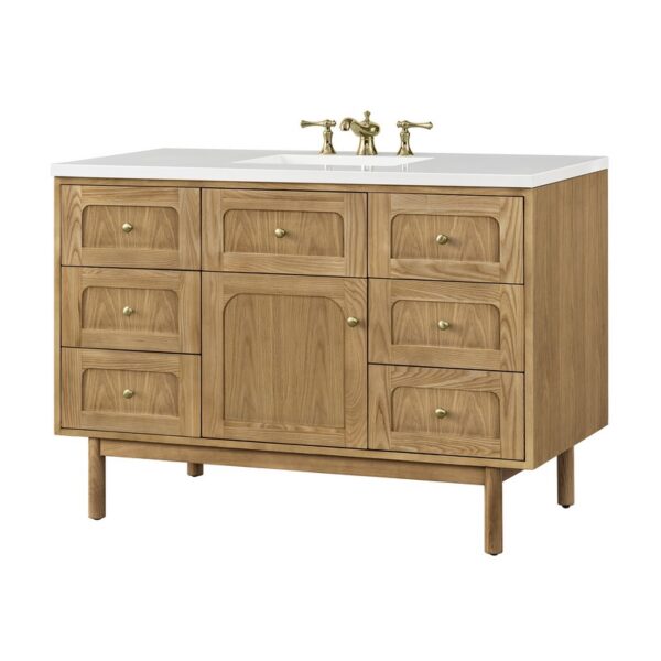 James Martin 545-V48-LNO-3WZ Laurent 48 Inch Single Vanity in Light Natural Oak with 3cm White Zeus Top