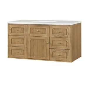 James Martin 545-V48-LNO-3WZ Laurent 48 Inch Single Vanity in Light Natural Oak with 3cm White Zeus Top