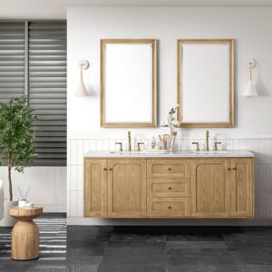 James Martin 545-V72-LNO-3AF Laurent 72 Inch Light Natural Oak Double Sink Vanity with 3 cm Arctic Fall Top