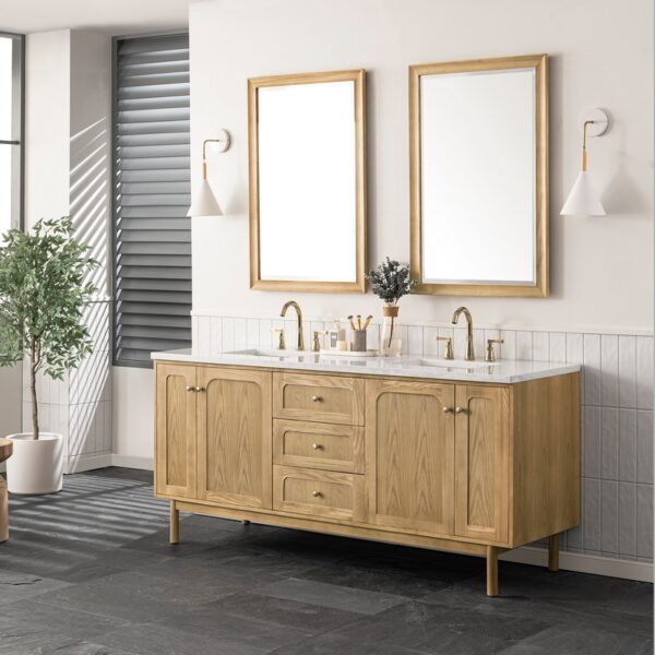 James Martin 545-V72-LNO-3AF Laurent 72 Inch Light Natural Oak Double Sink Vanity with 3 cm Arctic Fall Top