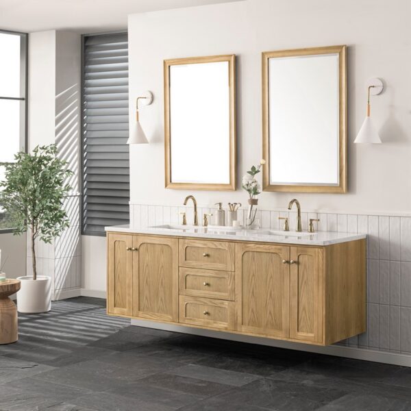 James Martin 545-V72-LNO-3AF Laurent 72 Inch Light Natural Oak Double Sink Vanity with 3 cm Arctic Fall Top