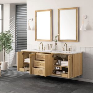 James Martin 545-V72-LNO-3AF Laurent 72 Inch Light Natural Oak Double Sink Vanity with 3 cm Arctic Fall Top