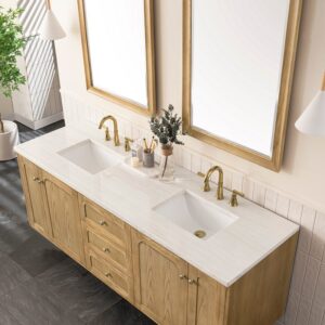 James Martin 545-V72-LNO-3AF Laurent 72 Inch Light Natural Oak Double Sink Vanity with 3 cm Arctic Fall Top