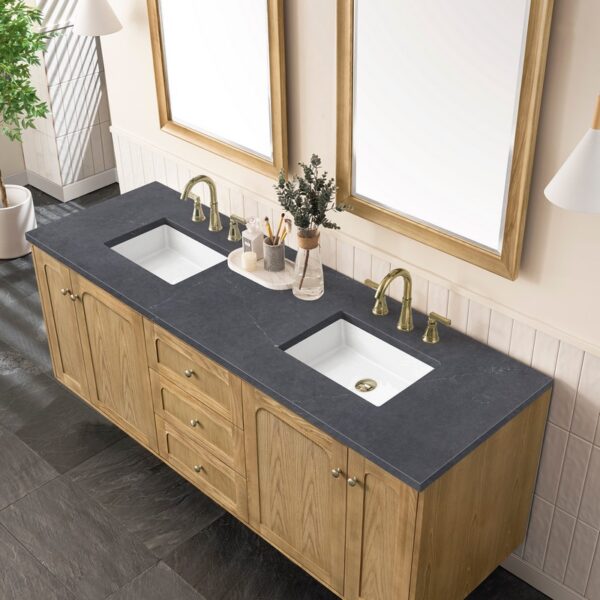 James Martin 545-V72-LNO-3CSP Laurent 72 Inch Light Natural Oak Double Sink Vanity with 3 cm Charcoal Soapstone Top