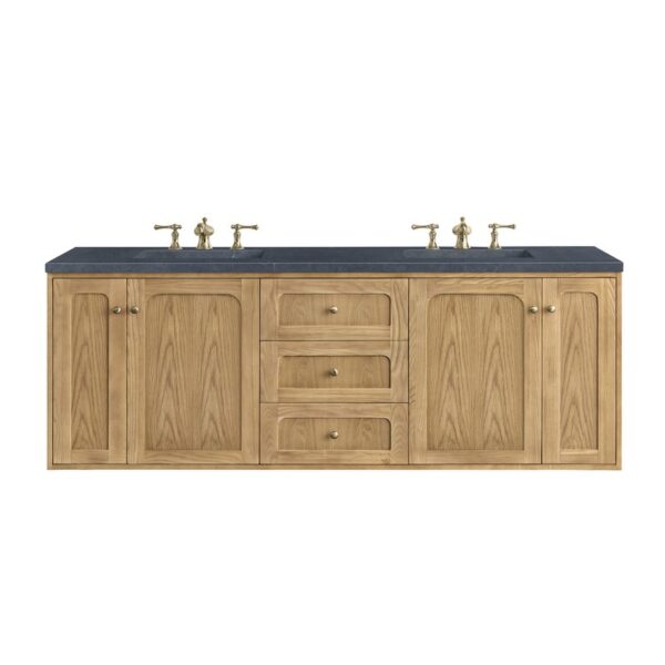 James Martin 545-V72-LNO-3CSP Laurent 72 Inch Light Natural Oak Double Sink Vanity with 3 cm Charcoal Soapstone Top