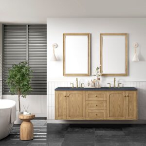 James Martin 545-V72-LNO-3CSP Laurent 72 Inch Light Natural Oak Double Sink Vanity with 3 cm Charcoal Soapstone Top