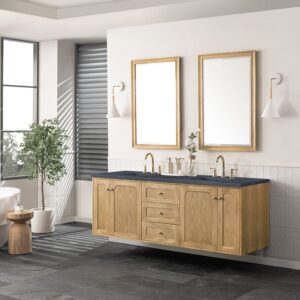 James Martin 545-V72-LNO-3CSP Laurent 72 Inch Light Natural Oak Double Sink Vanity with 3 cm Charcoal Soapstone Top