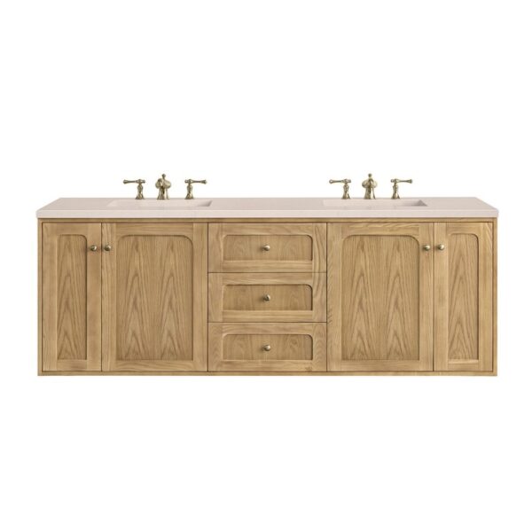 James Martin 545-V72-LNO-3EMR Laurent 72 Inch Light Natural Oak Double Sink Vanity with 3 cm Eternal Marfil Top