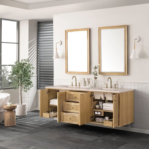 James Martin 545-V72-LNO-3EMR Laurent 72 Inch Light Natural Oak Double Sink Vanity with 3 cm Eternal Marfil Top