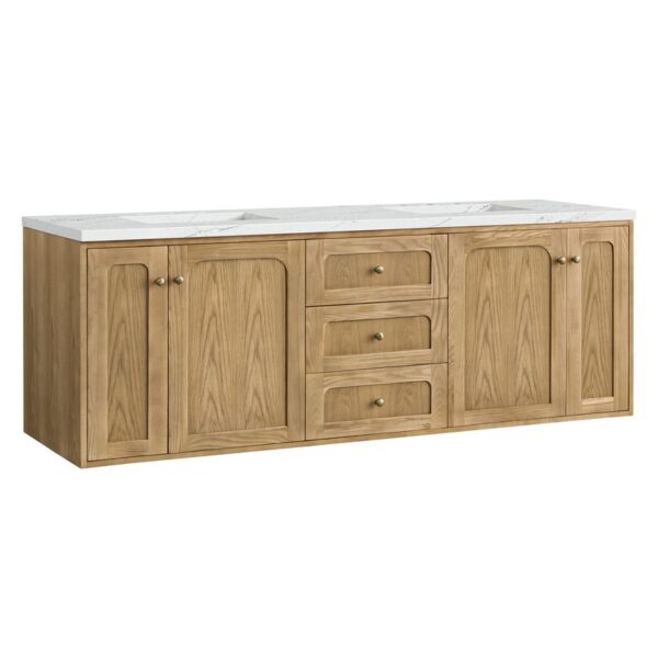 James Martin 545-V72-LNO-3ENC Laurent 72 Inch Light Natural Oak Double Sink Vanity with 3 cm Ethereal Noctis Top