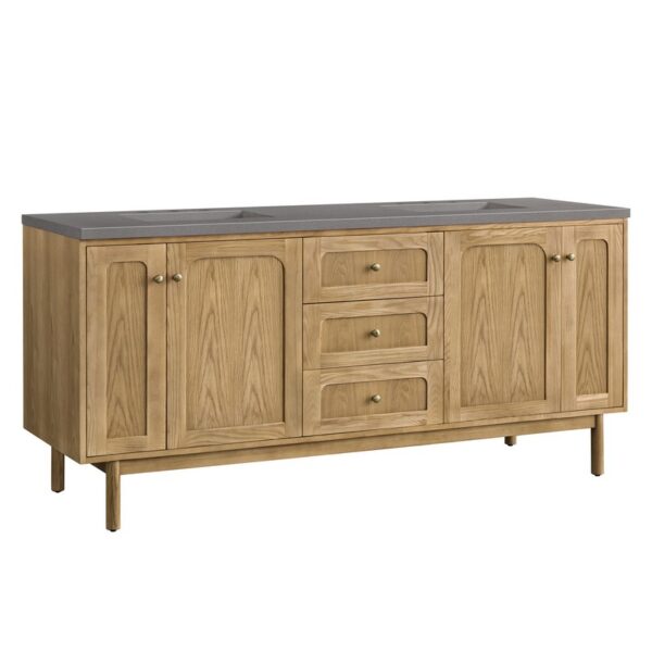 James Martin 545-V72-LNO-3GEX Laurent 72 Inch Light Natural Oak Double Sink Vanity with 3 cm Grey Expo Top