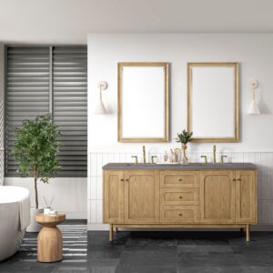 James Martin 545-V72-LNO-3GEX Laurent 72 Inch Light Natural Oak Double Sink Vanity with 3 cm Grey Expo Top