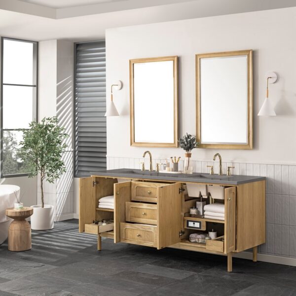 James Martin 545-V72-LNO-3GEX Laurent 72 Inch Light Natural Oak Double Sink Vanity with 3 cm Grey Expo Top