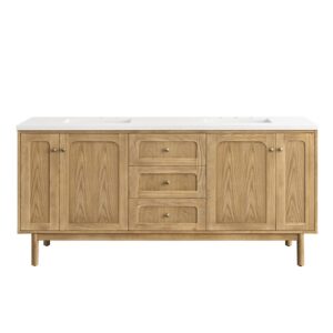 James Martin 545-V72-LNO-3WZ Laurent 72 Inch Double Vanity in Light Natural Oak with 3cm White Zeus Top