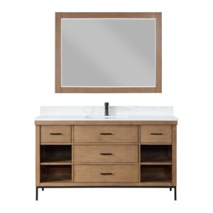 Altair 545060S-AW Kesia 60 Inch Single Sink Bathroom Vanity with Carrara White Composite Stone Countertop