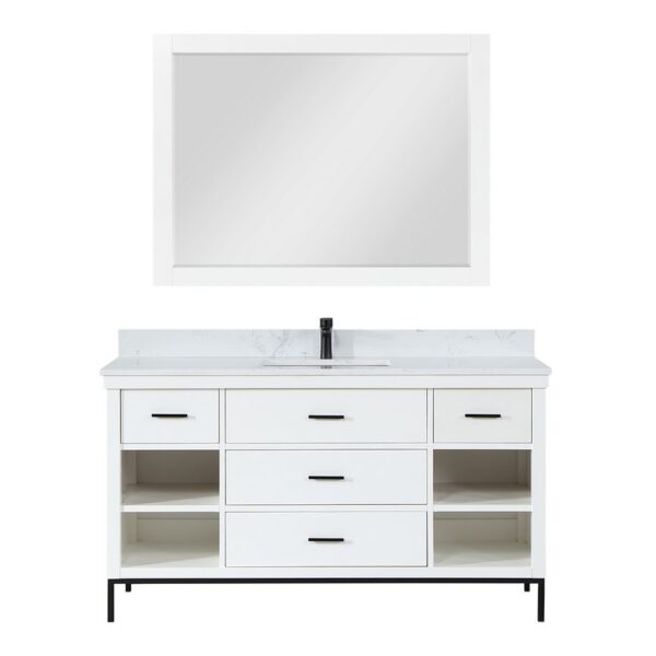 Altair 545060S-AW Kesia 60 Inch Single Sink Bathroom Vanity with Carrara White Composite Stone Countertop