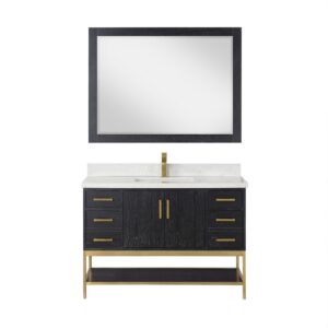 Altair 546048-GW Wildy 48 Inch Single Sink Bathroom Vanity with Grain White Composite Stone Countertop