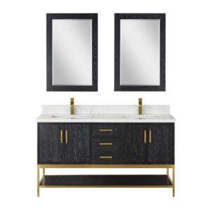 Altair 546060-GW Wildy 60 Inch Double Sink Bathroom Vanity with Grain White Composite Stone Countertop