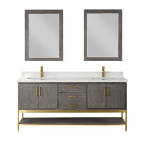 Altair 546072-GW Wildy 72 Inch Double Sink Bathroom Vanity with Grain White Composite Stone Countertop