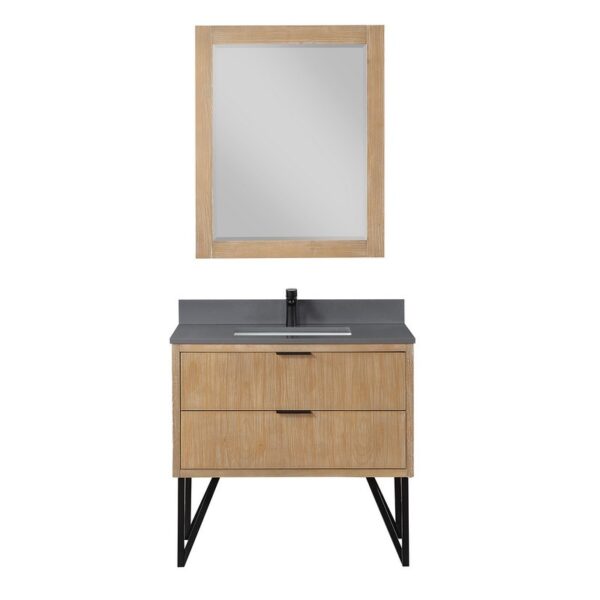 Altair 548036-CG Helios 36 Inch Single Sink Bathroom Vanity with Concrete Gray Composite Stone Countertop with Mirror