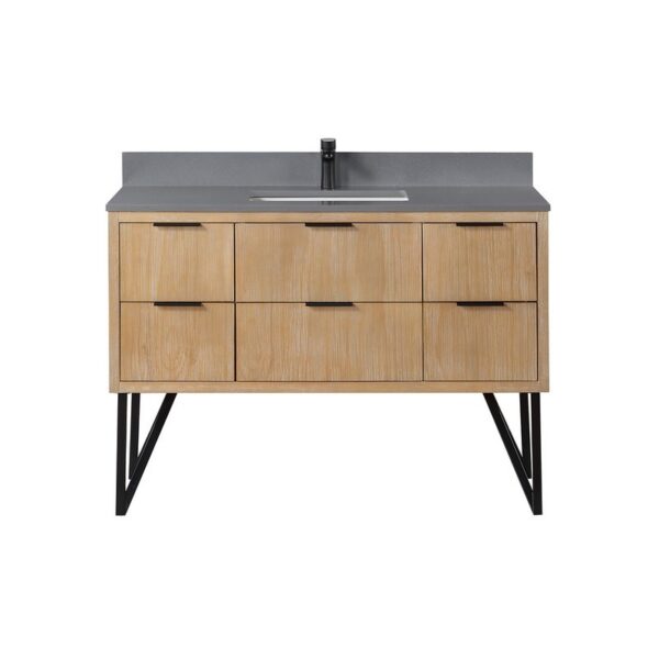 Altair 548048-CG-NM Helios 48 Inch Single Sink Bathroom Vanity with Concrete Gray Composite Stone Countertop without Mirror