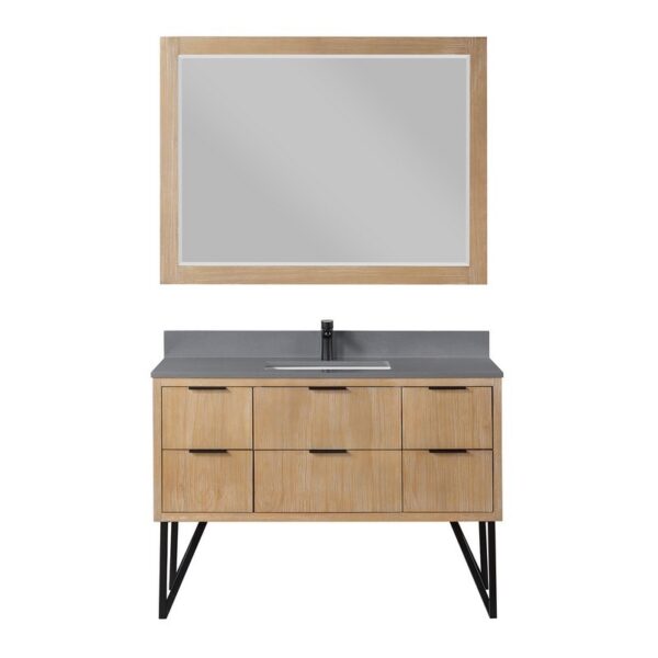 Altair 548048-CG Helios 48 Inch Single Sink Bathroom Vanity with Concrete Gray Composite Stone Countertop with Mirror